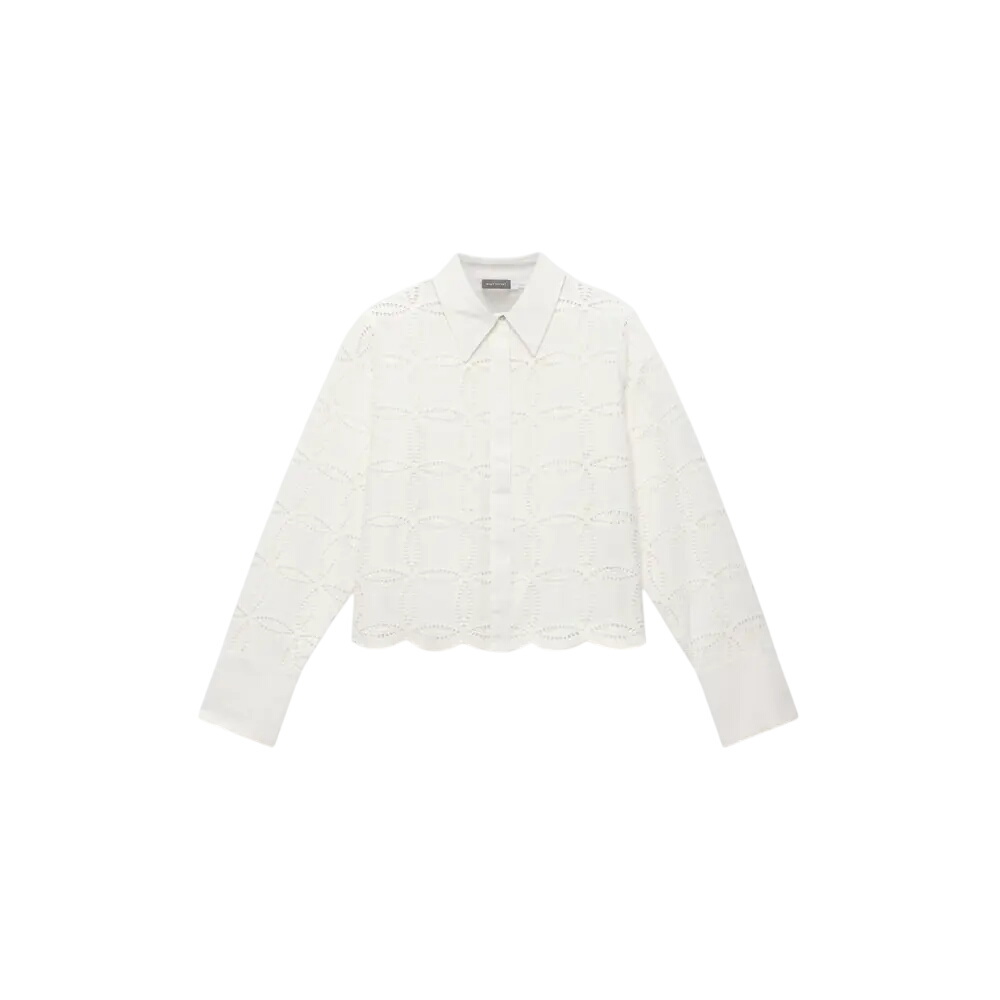 Mint Velvet White Broderie Cropped Shirt